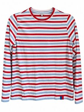 KULE Long Sleeve Striped Tee XS Red Blue White 100% Cotton Portugal